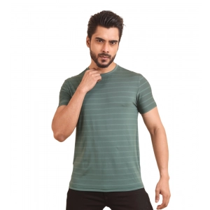 Generic Men's Casual Nylon Solid Half Sleeve Round Neck T-Shirt (Green)