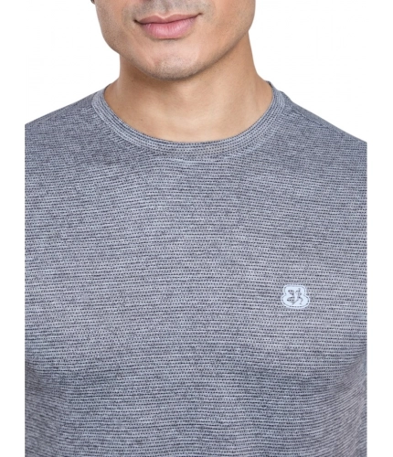 Men's Casual Nylon Solid Half Sleeve Round Neck T-Shirt (Black)