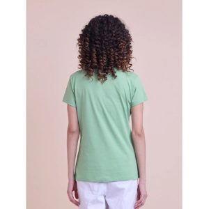 Generic Women's Casual Cotton Printed Half Sleeve Round Neck T-Shirt (Pista)