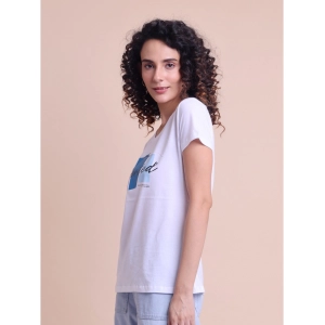 Generic Women's Casual Cotton Printed Half Sleeve Round Neck T-Shirt (White)