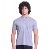 Men's Casual Cotton Solid Half Sleeve Mandarin Collar T-Shirt (Teegrey)
