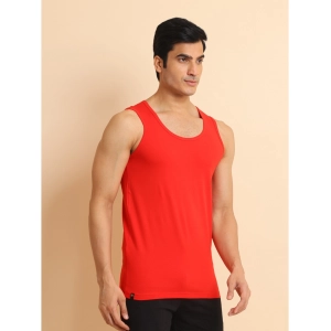 Generic Men's Casual Cotton Solid Round Neck Sleeveless Vest (Red)