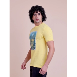 Generic Men's Casual Cotton Printed Half Sleeve Round Neck T-Shirt (Lemon)