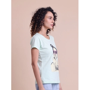 Generic Women's Casual Cotton Printed Half Sleeve Round Neck T-Shirt (Mint)