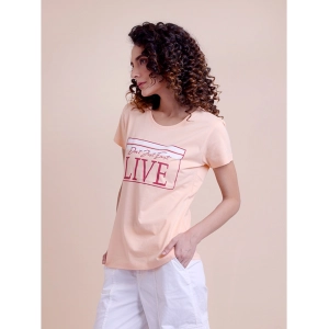 Generic Women's Casual Cotton Printed Half Sleeve Round Neck T-Shirt (Peach)