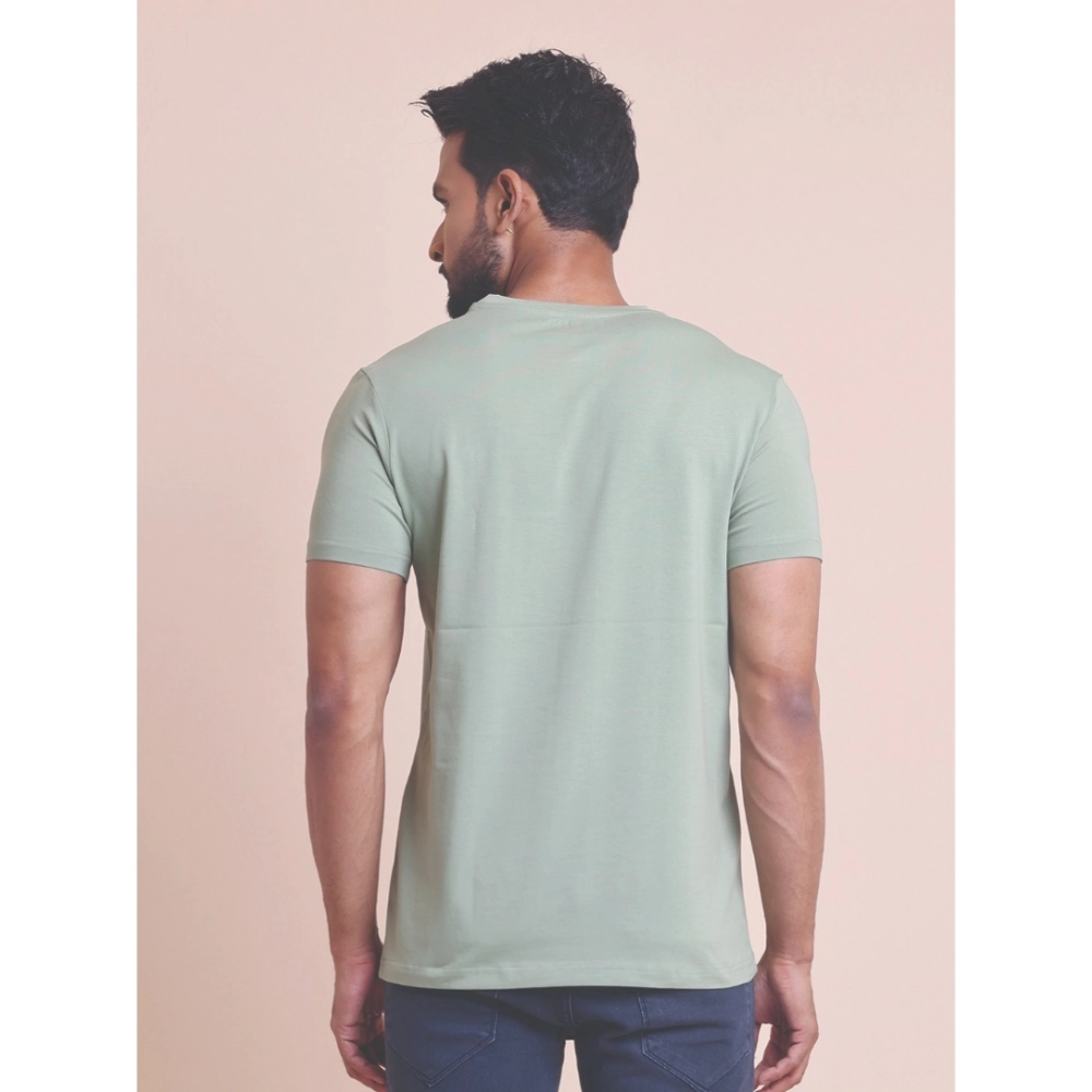 Men's Casual Cotton Solid Half Sleeve Round Neck T-Shirt (Newsage)