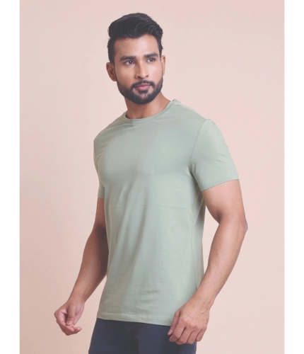 Men's Casual Cotton Solid Half Sleeve Round Neck T-Shirt (Newsage)
