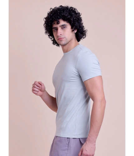 Men's Casual Cotton Solid Half Sleeve Round Neck T-Shirt (Grey)