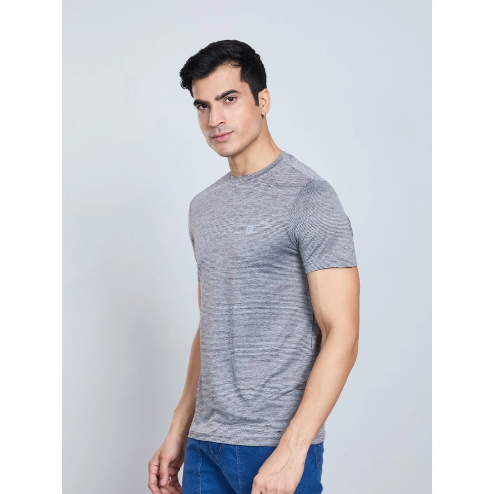 Men's Casual Nylon Solid Half Sleeve Round Neck T-Shirt (Black) Men's Casual Nylon Solid Half Sleeve Round Neck T-Shirt (Black)