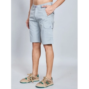 Generic Men's Casual Cotton Solid Knee Length Cargo Shorts (Grey)