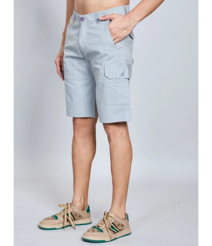 Men's Casual Cotton Solid Knee Length Cargo Shorts (Grey)