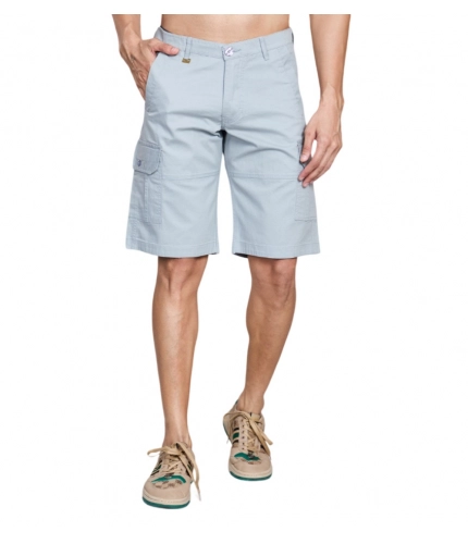 Men's Casual Cotton Solid Knee Length Cargo Shorts (Grey)
