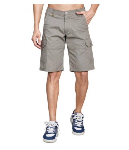 Men's Casual Cotton Solid Knee Length Cargo Shorts (DarkGrey)