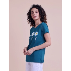 Generic Women's Casual Cotton Printed Half Sleeve Round Neck T-Shirt (BottelGreen)