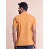 Men's Casual Cotton Solid Half Sleeve Mandarin Collar T-Shirt (Brown)