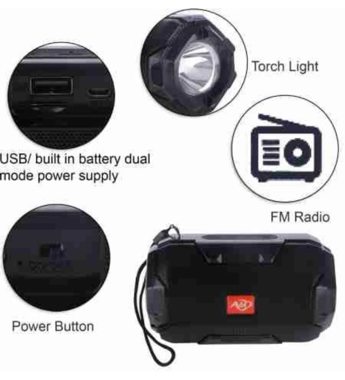 Plastic Rubber Wireless AO105 Bluetooth Speaker (Black)