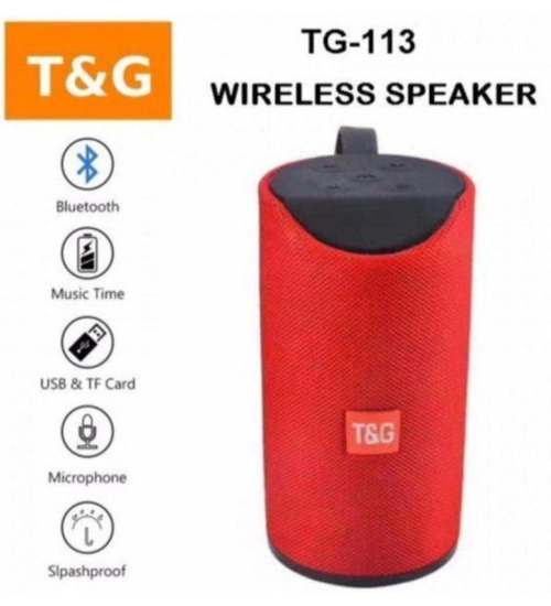 Plastic Rubber Wireless TG113 Bluetooth Speaker (Red)