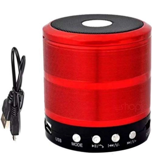 Plastic Rubber Wireless WS887 Bluetooth Speaker (Red)
