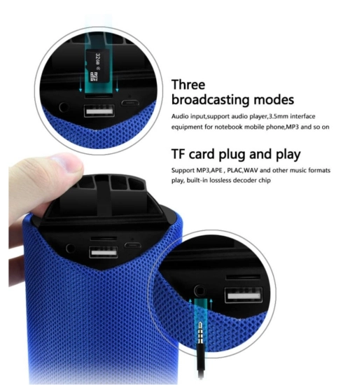 Plastic Rubber Wireless TG113 Bluetooth Speaker (Blue)