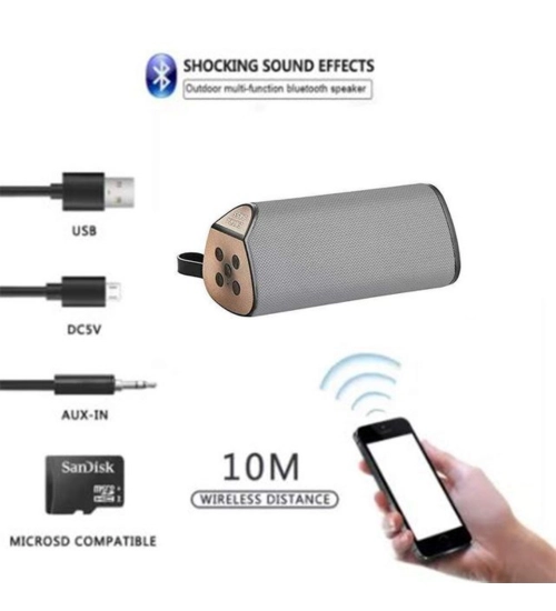 Plastic Rubber Wireless TG111 Bluetooth Speaker (Grey)