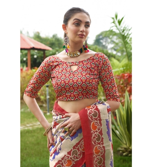 Women's Tussar Silk Printed Saree With Unstitched Blouse (Maroon, 5.5 Mtr) Women's Tussar Silk Printed Saree With Unstitched Blouse (Maroon, 5.5 Mtr)