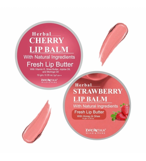 Unisex Herbal Dark And Chapped Lips Cherry &Strawberry Lip Balm Pack Of 2  (10gm)
