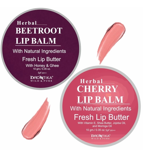 Unisex Herbal Dark And Chapped Lips Beetroot &Cherry Lip Balm Pack Of 2 (20gm)