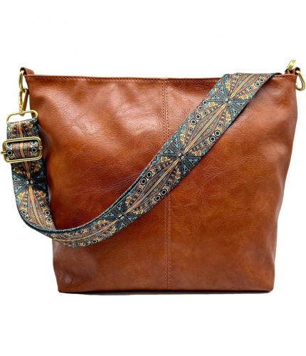 Beastofcloud Women's PU Leather Medium Sling bag Zipper Handbag (Brown)