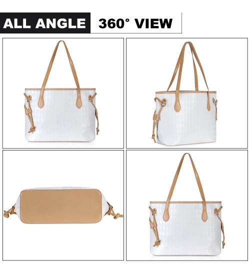 Women's Canvas Medium Shoulder Zipper Handbag (White) Women's Canvas Medium Shoulder Zipper Handbag (White)