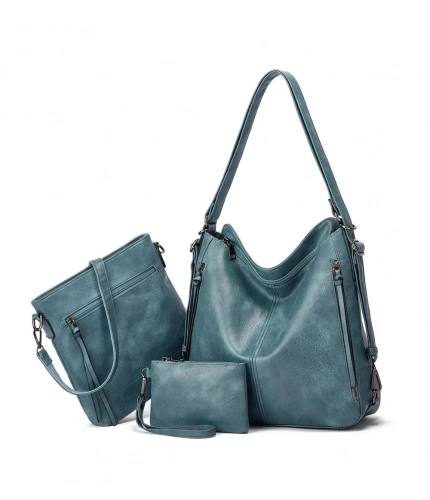 Beastofcloud Women's PU Leather Medium Shoulder Zipper Handbag (Blue)
