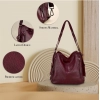 Beastofcloud Women's PU Leather Medium Shoulder Zipper Handbag (Wine red)