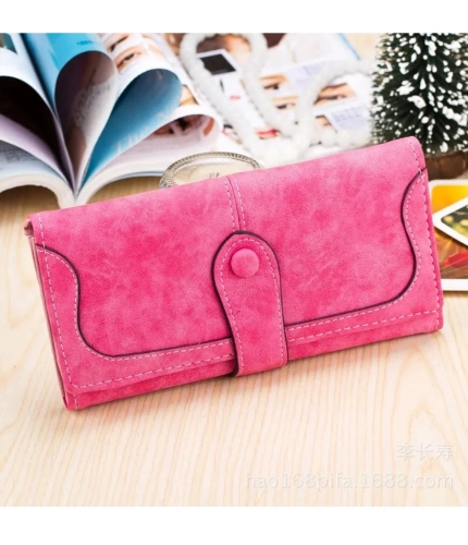 Beastofcloud Women's Faux Leather Medium Snap Button Wallet (Pink)