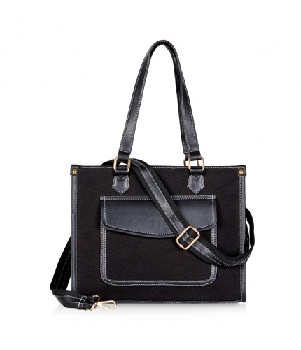 Beastofcloud Women's Canvas Medium Top handle Satchel Zipper Handbag (Black)
