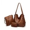Beastofcloud Women's PU Leather Medium Shoulder Zipper Handbag (Brown)