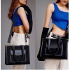 Beastofcloud Women's Canvas Medium Top handle Satchel Zipper Handbag (Black)