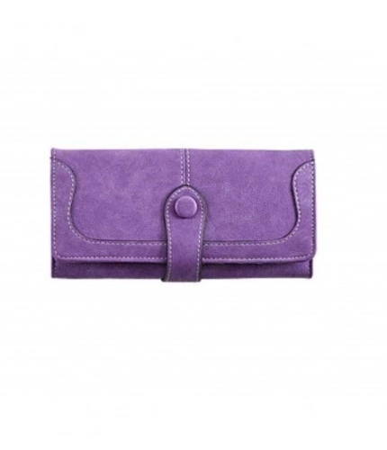 Beastofcloud Women's Faux Leather Medium Snap Button Wallet (Purple)