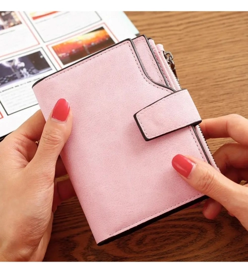 Women's Vegan Leather Small Zipper Wallet (RoseGlod)