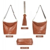 Beastofcloud Women's PU Leather Medium Sling bag Zipper Handbag (Brown)
