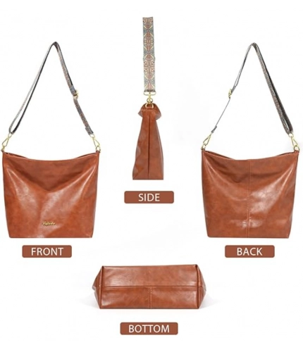 Beastofcloud Women's PU Leather Medium Sling bag Zipper Handbag (Brown)