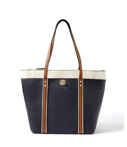 Beastofcloud Women's Faux Leather Large Shoulder Zipper Handbag (Dark Blue)