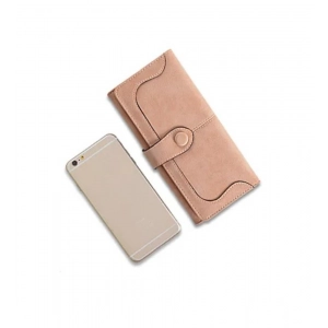 Generic Women's Faux Leather Medium Snap Button Wallet (Khakhi)