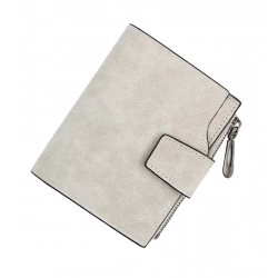 Women's Vegan Leather Small Zipper Wallet (Grey)