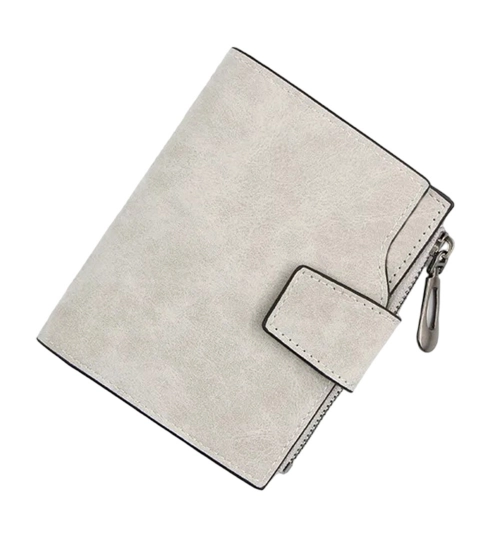Women's Vegan Leather Small Zipper Wallet (Grey)