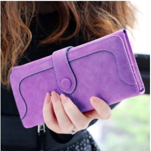 Generic Women's Faux Leather Medium Snap Button Wallet (Purple)
