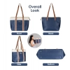 Beastofcloud Women's Faux Leather Large Shoulder Zipper Handbag (Dark Blue)