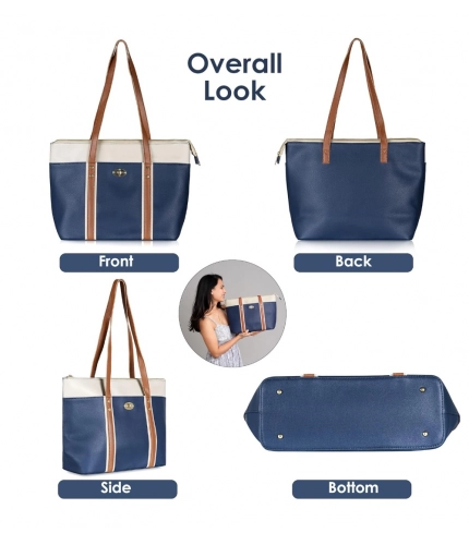Beastofcloud Women's Faux Leather Large Shoulder Zipper Handbag (Dark Blue)