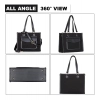 Beastofcloud Women's Canvas Medium Top handle Satchel Zipper Handbag (Black)