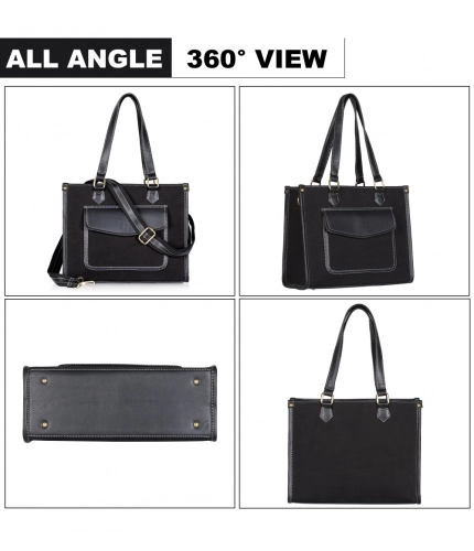 Beastofcloud Women's Canvas Medium Top handle Satchel Zipper Handbag (Black)