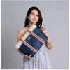 Beastofcloud Women's Faux Leather Large Shoulder Zipper Handbag (Dark Blue)