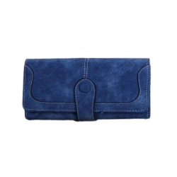 Women's Faux Leather Medium Snap Button Wallet (Dark Blue)